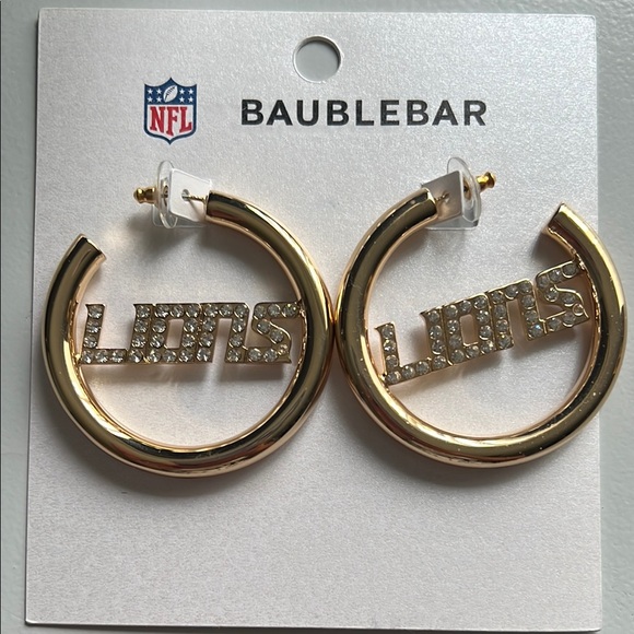 BaubleBar Jewelry - BaubleBar Detroit Lions Gold and Silver Crystal Embellished Earrings